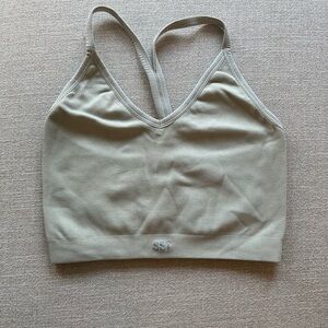 SET ACTIVE Ribbed V Sports Bra Chai Latte M/L